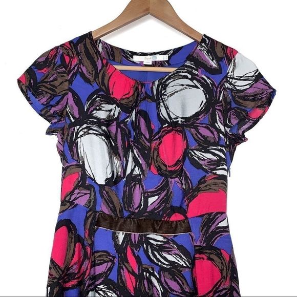 Boden Silk Blend Pink Multicolor Print Shift Dress - Picture 3 of 8